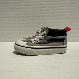 Vans Off The Wall Toddler Size 4.5 Gray/Black “ RACER” MID TOP Sneaker | NO TIE